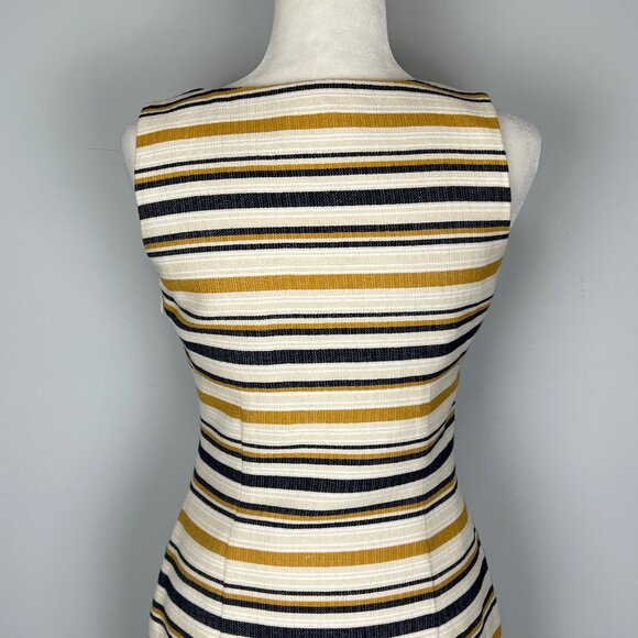 Brooks Brothers Womens Cream Striped Sleeveless Sheath Dress Twist Bow size 0 - Picture 6 of 11
